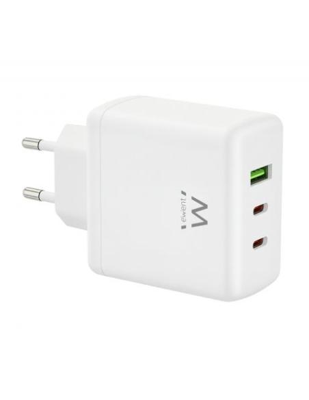 CARGADOR RED EWENT RAPIDO GaN 65W / 2 x USB-C PD / USB-A QC / COMPATIBLE APPLE Y ANDROID / EW1333