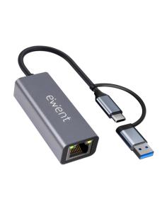 ADAPTADOR EWENT USB-C + ADAPTADOR USB-A A RJ45 ETHERNET GIGALAN / EW9819 2