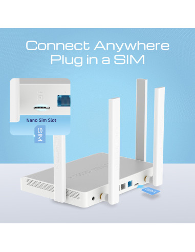 Keenetic Explorer 4G (KN-4910) Módem router 4G Wi-Fi 5 Mesh AC1200 con Smart Switch de 4 puertos