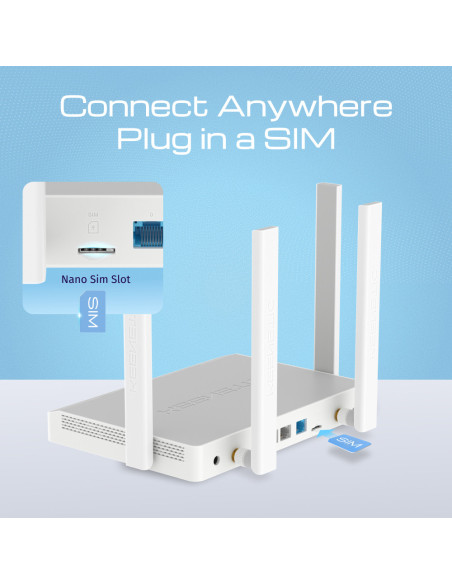 Keenetic Explorer 4G (KN-4910) Módem router 4G Wi-Fi 5 Mesh AC1200 con Smart Switch de 4 puertos