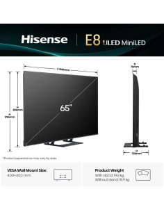 Hisense 65E8Q 165,1 cm (65") 4K Ultra HD Smart TV Wifi Negro, Gris 600 cd   m² 2