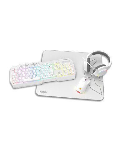 Krom Kenta 4 in 1 RGB Gaming Kit, Blanco