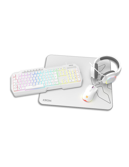 Krom Kenta 4 in 1 RGB Gaming Kit, Blanco