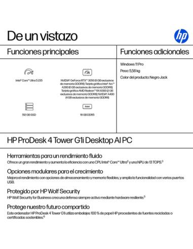 HP ProDesk 4 Tower G1i Desktop AI PC Intel Core Ultra 5 235 16 GB DDR5-SDRAM 512 GB SSD Windows 11 Pro Torre