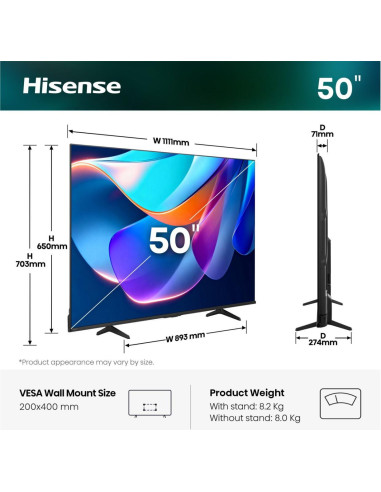 Hisense 50A6S 127 cm (50") 4K Ultra HD Smart TV Wifi Negro