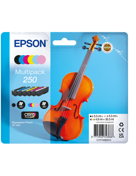 Epson 250 Violin Claria Photo HD cartucho de tinta 6 pieza(s) Original Negro, Cian, Cian claro, Magenta claro, Magenta, Blanco