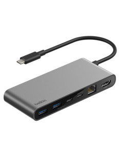 Belkin INC024HQSGY hub de interfaz USB Tipo C 10000 Mbit s Gris