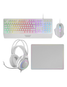 Mars Gaming MCP124PRO, Combo Gaming 4en1, Teclado RGB H-Mech con Reposamuñecas, Ratón RGB 3200DPI y Switches HUANO, Auriculares