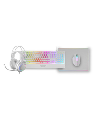 Mars Gaming MCP124PRO, Combo Gaming 4en1, Teclado RGB H-Mech con Reposamuñecas, Ratón RGB 3200DPI y Switches HUANO, Auriculares