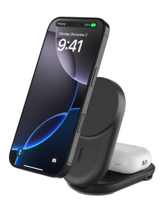 Belkin Qi2 Fitness tracker, Auriculares, Smartphone, Reloj inteligente Negro USB Cargador inalámbrico Carga rápida Interior