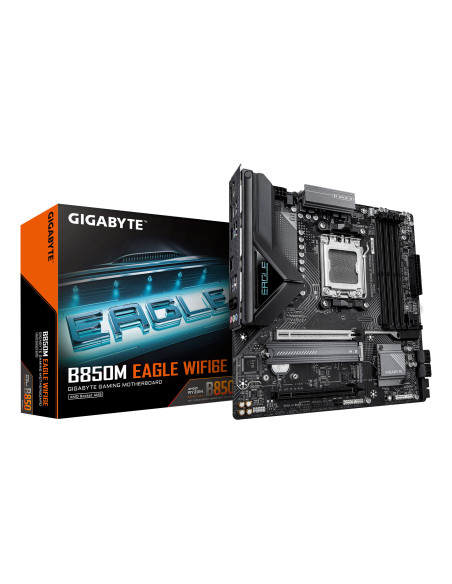 GIGABYTE B850M EAGLE WIFI6E Placa Base - Procesadores AMD Ryzen Serie 9000, VRM digital de 8+2+2 fases, hasta 8200MHz DDR5