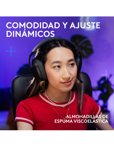 Logitech G G321 LIGHTSPEED, auriculares inalámbricos Bluetooth para gaming, comodidad y ajuste dinámicos, micrófono de varilla