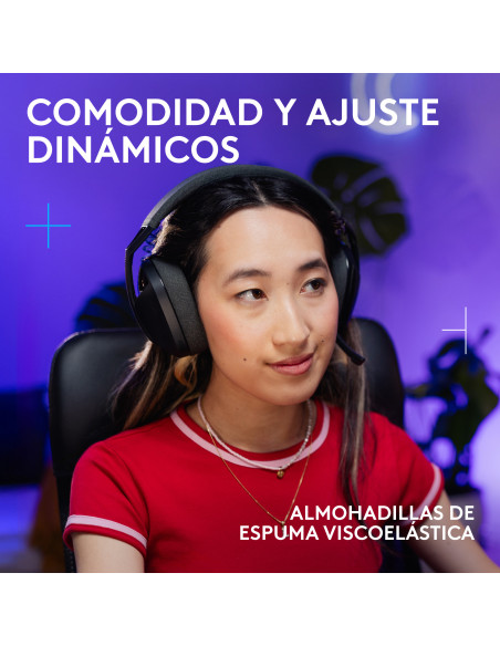 Logitech G G321 LIGHTSPEED, auriculares inalámbricos Bluetooth para gaming, comodidad y ajuste dinámicos, micrófono de varilla