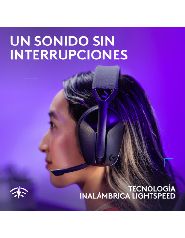 Logitech G G321 LIGHTSPEED, auriculares inalámbricos Bluetooth para gaming, comodidad y ajuste dinámicos, micrófono de varilla