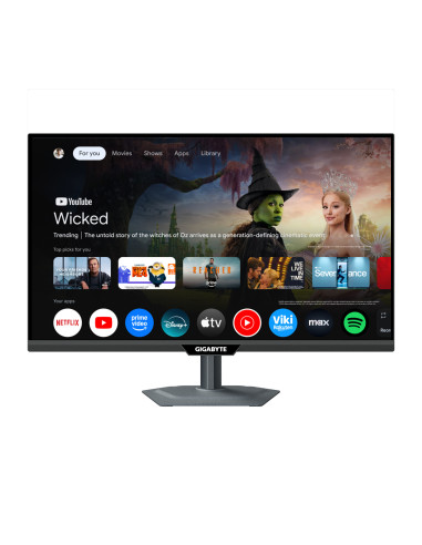 GIGABYTE M27QS Monitor Inteligente 27” 2K QHD - Google TV, Pantalla inalámbrica, 2560 x 1440, 180Hz, 1ms, 350 cd m², FreeSync,