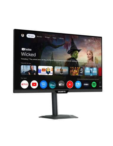 GIGABYTE M27QS Monitor Inteligente 27” 2K QHD - Google TV, Pantalla inalámbrica, 2560 x 1440, 180Hz, 1ms, 350 cd m², FreeSync,