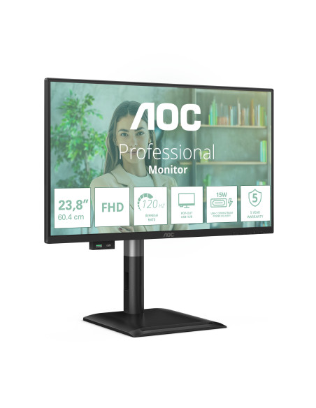 AOC 24P4U pantalla para PC 60,5 cm (23.8") 1920 x 1080 Pixeles Full HD Negro