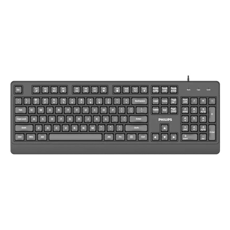 Philips SPK6247B/85 2000 series SPK6247B/85, Completo (100%), Alámbrico, USB, Interruptor de membrana, QWERTY, Negro