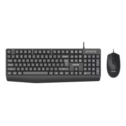 Philips SPT6237B/85 2000 series SPT6237B/85, Alámbrico, USB, Interruptor de membrana, QWERTY, Negro, Ratón incluido