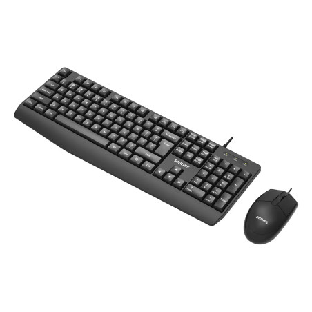 Philips SPT6237B/85 2000 series SPT6237B/85, Alámbrico, USB, Interruptor de membrana, QWERTY, Negro, Ratón incluido