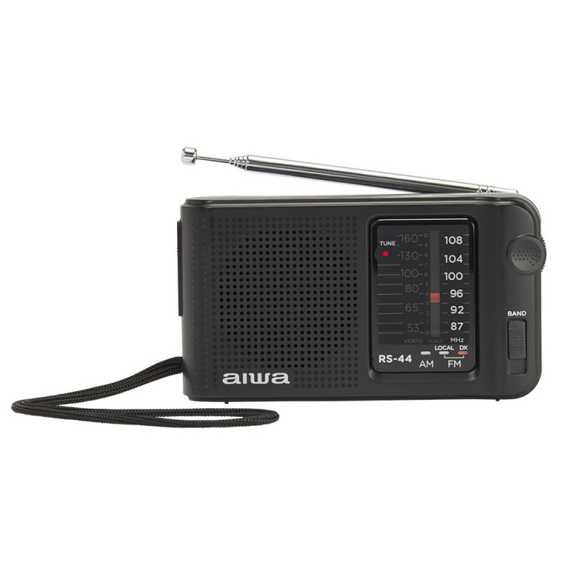 Aiwa RS-44 RS-44, Portátil, Analógica, AM, FM, 3,5 mm, Negro, Giratorio