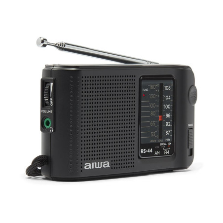 Aiwa RS-44 RS-44, Portátil, Analógica, AM, FM, 3,5 mm, Negro, Giratorio