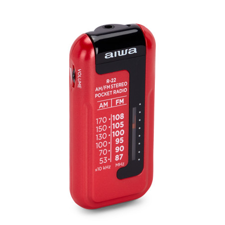 Aiwa R-22RD R-22RD, Personal, Analógica, AM, FM, Analógica, 3,5 mm, Rojo