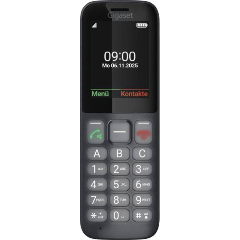 Gigaset S30853-H1236-R101 Comfort 600 SIM, Barra, SIM única, 6,1 cm (2.4"), Bluetooth, 1000 mAh, Negro, Gris