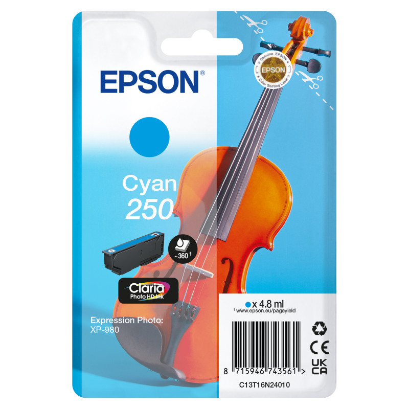 Epson C13T16N24010 250 Violin Claria Photo HD, Cian, 4,8 ml, 1 pieza(s), Pack individual