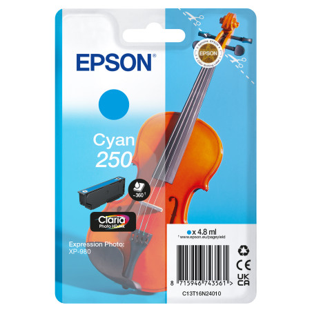 Epson C13T16N24010 250 Violin Claria Photo HD, Cian, 4,8 ml, 1 pieza(s), Pack individual