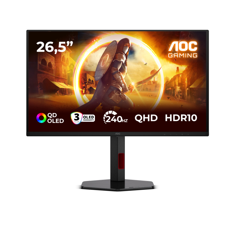 AOC Q27G4ZDR G4 Q27G4ZDR, 67,3 cm (26.5"), 2560 x 1440 Pixeles, Quad HD, QD-OLED, 0,03 ms, Negro, Rojo