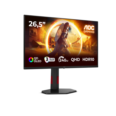 AOC Q27G4ZDR G4 Q27G4ZDR, 67,3 cm (26.5"), 2560 x 1440 Pixeles, Quad HD, QD-OLED, 0,03 ms, Negro, Rojo
