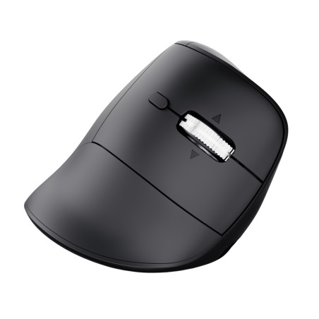 Trust 26107 Vyran, mano derecha, Diseño vertical, Óptico, RF Wireless + Bluetooth, 4800 DPI, Negro