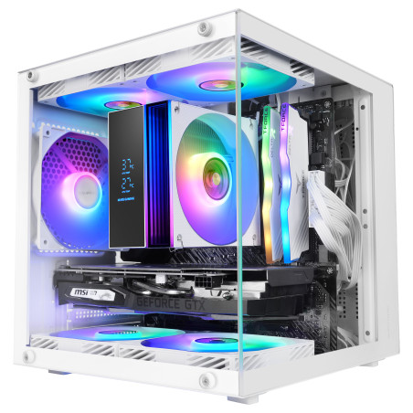 Mars Gaming MC-CUBEW MC-CUBEW, Mini Tower, Blanco, micro ATX, Mini-ITX, 29,2 mm, 27,6 mm, 28,7 mm