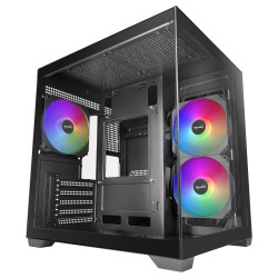 Mars Gaming MCVIEW3 MCVIEW3, Mini Tower, Negro, micro ATX, Mini-ITX, Vidrio templado, 15,5 cm, 33 cm