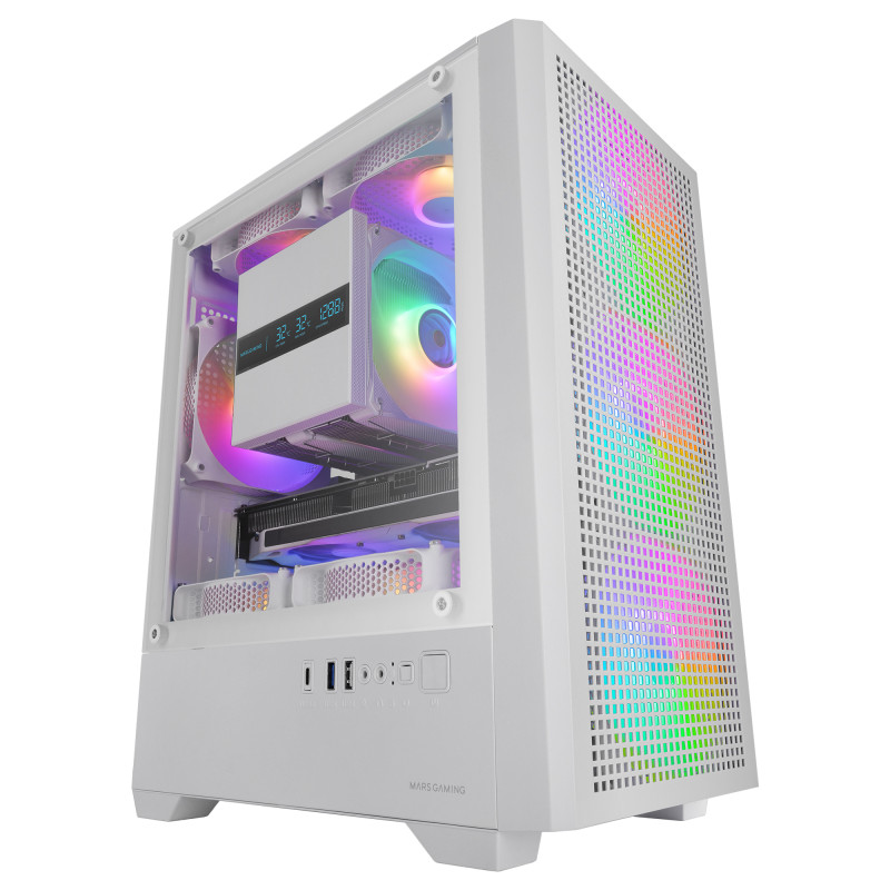 Mars Gaming MCVECTORW MCVECTORW, Mini Tower, Blanco, micro ATX, Mini-ITX, 203 mm, 335 mm, 397 mm