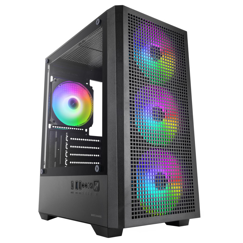 Mars Gaming MCQUANTUM MCQUANTUM, Midi Tower, Negro, ATX, micro ATX, Mini-ITX, Vidrio templado, 17 cm, 33,5 cm