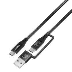 CoolBox COO-CAB-UAC-60W CABLE USB-C + A / USB-C DATOS 10GBPS + CARGA RAPIDA 60W, 1,8 m, USB A/USB C, USB C, USB 3.2 Gen 2 (3.1