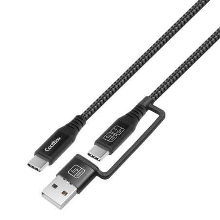 CoolBox COO-CAB-UAC-60W CABLE USB-C + A / USB-C DATOS 10GBPS + CARGA RAPIDA 60W, 1,8 m, USB A/USB C, USB C, USB 3.2 Gen 2 (3.1