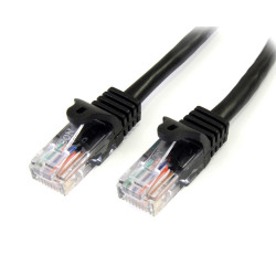 StarTech.com 45PAT2MBK Cable de 2m Negro de Red Fast Ethernet Cat5e RJ45 sin Enganche - Cable Patch Snagless, 2 m, Cat5e, U/UTP