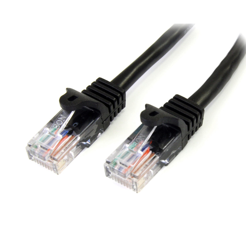 StarTech.com 45PAT2MBK Cable de 2m Negro de Red Fast Ethernet Cat5e RJ45 sin Enganche - Cable Patch Snagless, 2 m, Cat5e, U/UTP