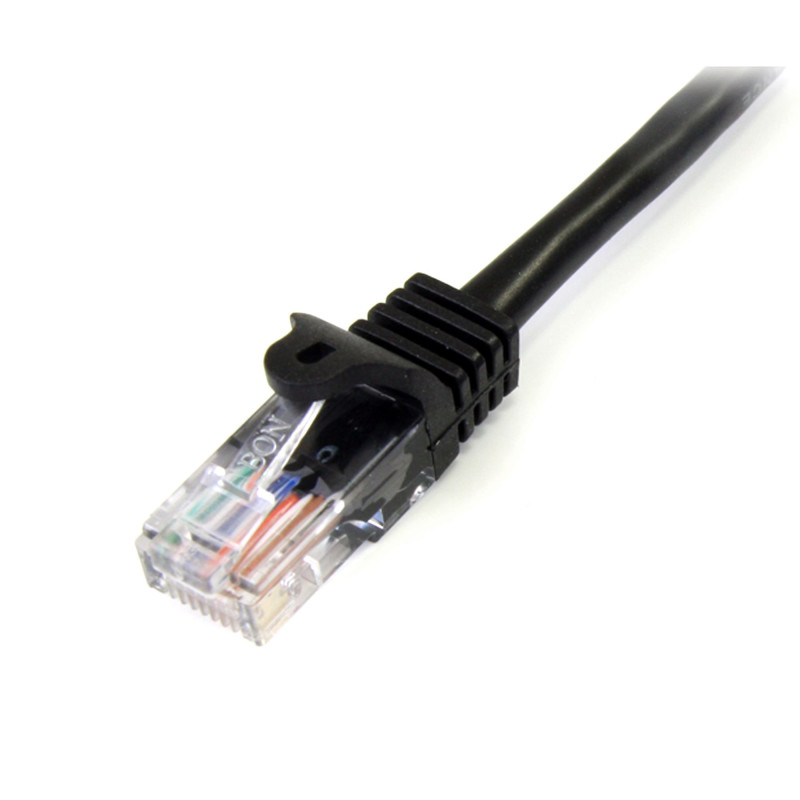 StarTech.com 45PAT2MBK Cable de 2m Negro de Red Fast Ethernet Cat5e RJ45 sin Enganche - Cable Patch Snagless, 2 m, Cat5e, U/UTP