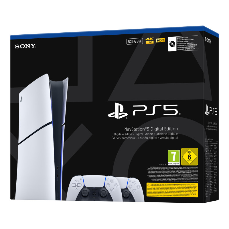Sony 1000050120 Playstation 5 Slim Digital, PlayStation 5, Negro, Blanco, 16384 MB, GDDR6, 448 GB/s, AMD