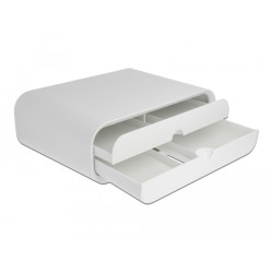 DeLOCK 18325 Soporte de monitor con dos cajones blancos, Independiente, 30 kg, Blanco