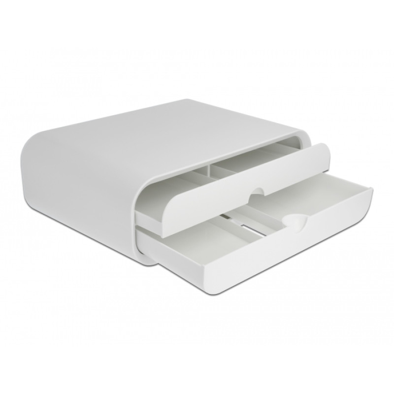 DeLOCK 18325 Soporte de monitor con dos cajones blancos, Independiente, 30 kg, Blanco