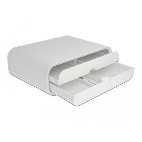 DeLOCK 18325 Soporte de monitor con dos cajones blancos, Independiente, 30 kg, Blanco