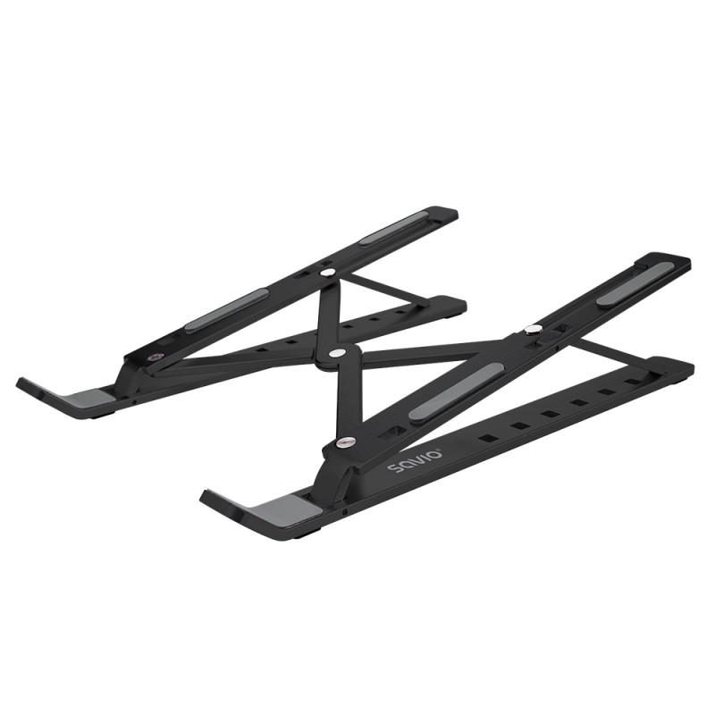 Savio PB-05 PB-05, Soporte para ordenador portátil, Negro, Aluminio, Caucho, 45,7 cm (18"), 45,7 cm (18"), Device
