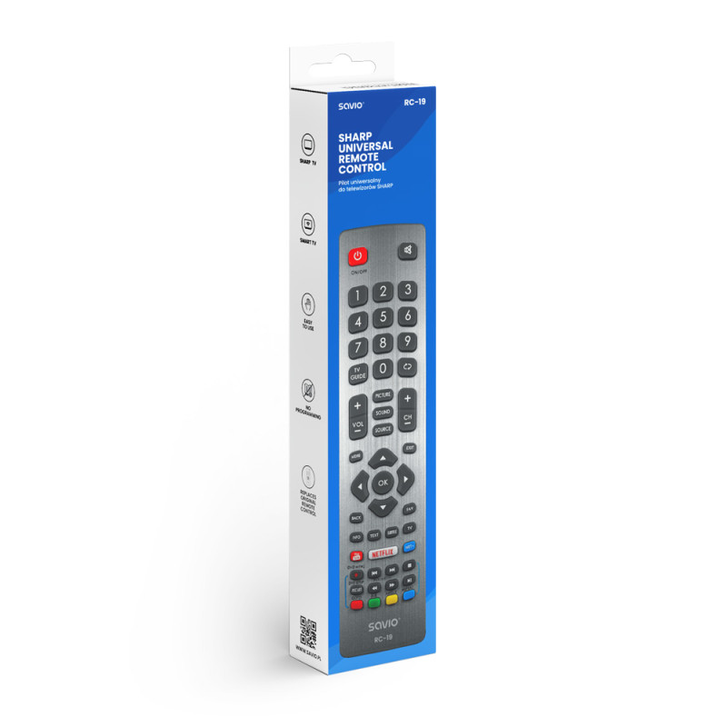 Savio RC-19 RC-19, Universal, Botones, Gris