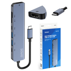 Savio AK-82 AK-82, USB Tipo C, HDMI, USB Tipo C, MicroSDHC, MicroSDXC, SD, SDHC, SDXC, 5000 Mbit/s, 30 Hz, 3840 x 2160