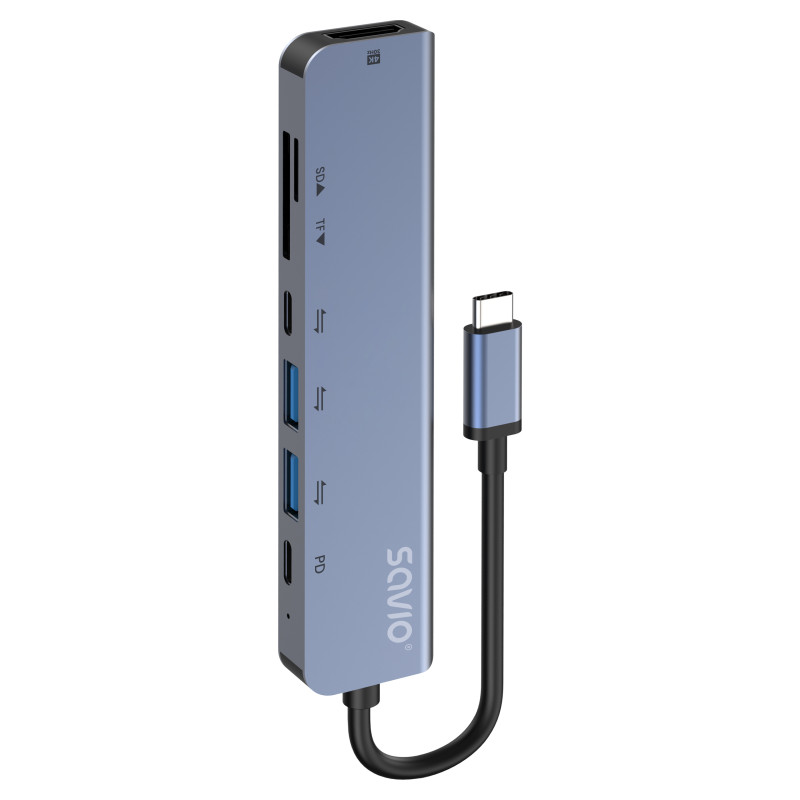 Savio AK-82 AK-82, USB Tipo C, HDMI, USB Tipo C, MicroSDHC, MicroSDXC, SD, SDHC, SDXC, 5000 Mbit/s, 30 Hz, 3840 x 2160